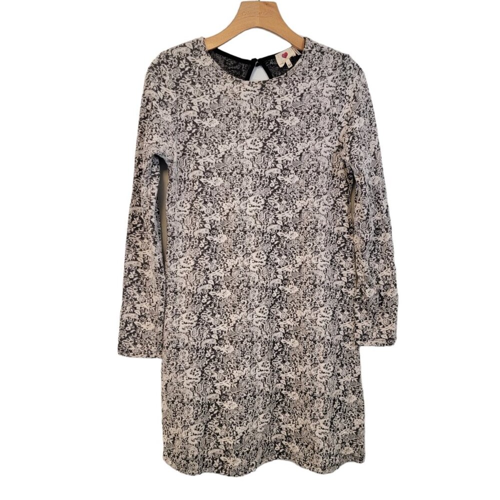 One Clothing Knit Dress Black‎ White Paisley Size Medium EUC